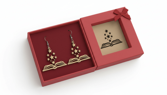 Enchanting Magic Book Stars Earring Design