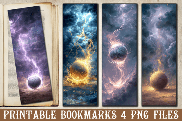 Lightning Volleyball Sports Art Bookmark