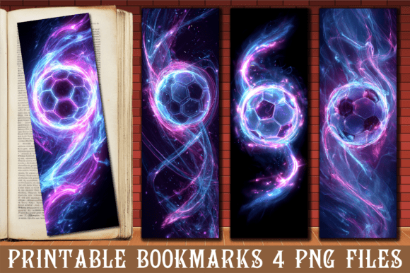Neon Soccer Ball Magic Glow PNG Bookmark