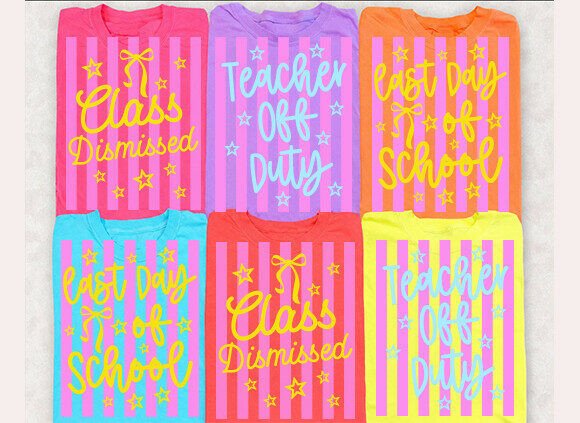 Neon Striped Last Day of School SVG PNG