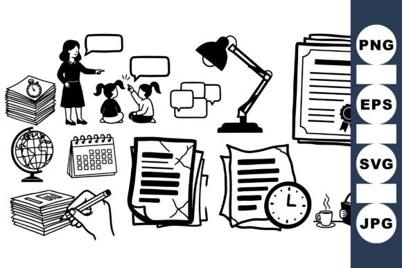 Office Documents Vector Pack: A Calm and Educational Embroidery Design