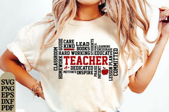Teacher Svg - Teacher Word Art for Embroidery
